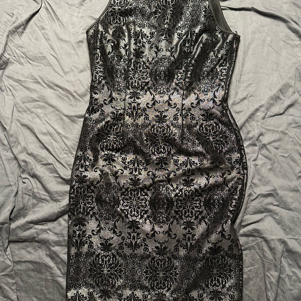 Enfocus Studio Metallic Black Midi Dress